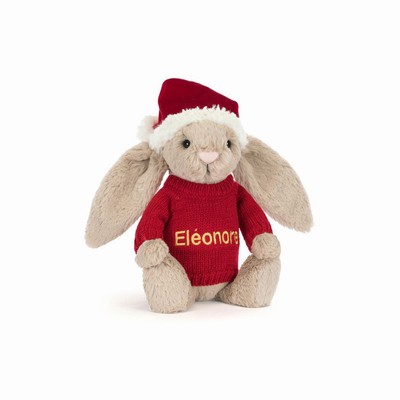 Jellycat Bashful Christmas Bunny with Red Jumper UK | 45178NTYC